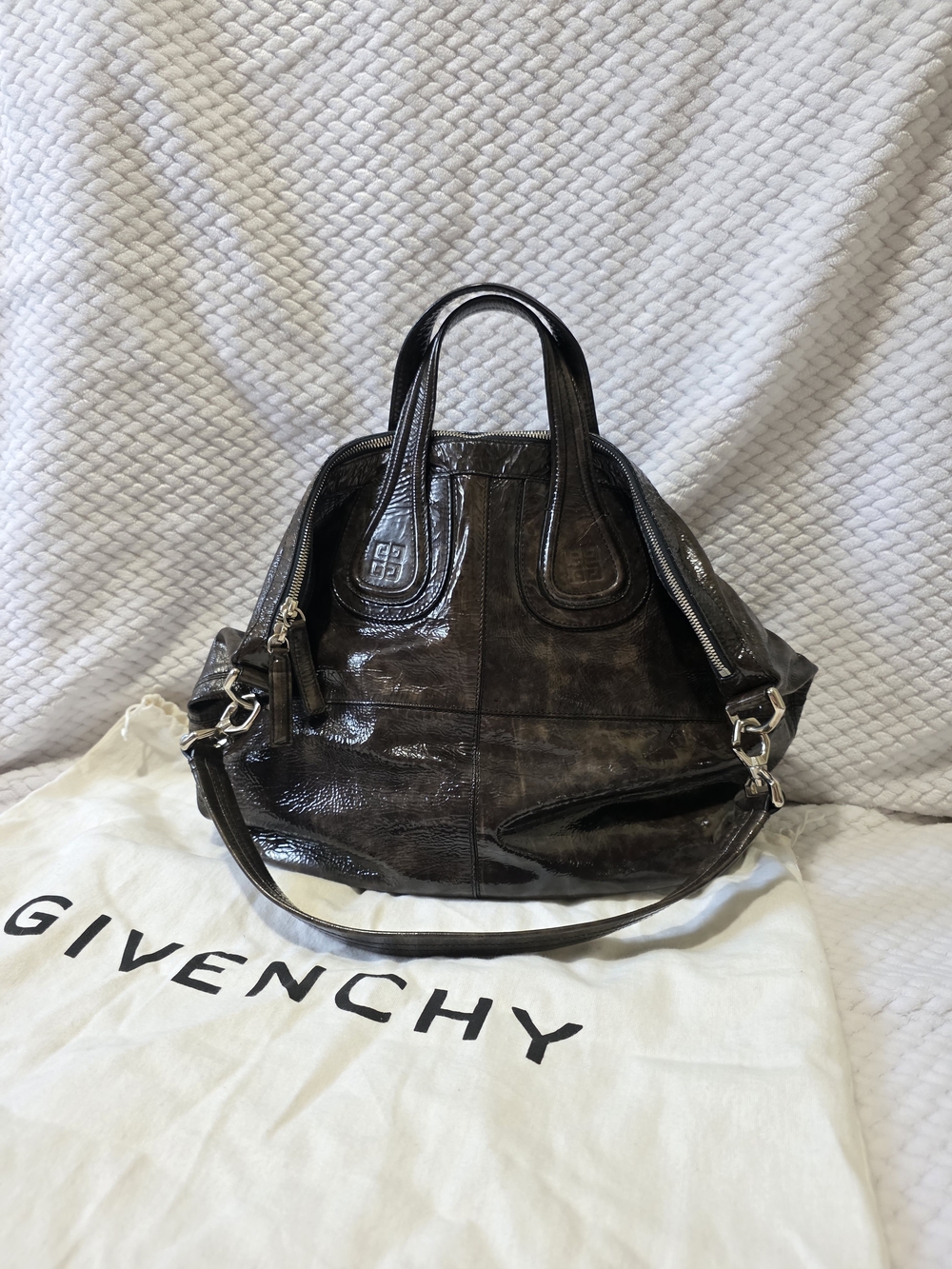 Givenchy Nightingale Patent Leather Satchel Bag in Tortoiseshell